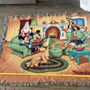 Disney Green, Tan, Blue Multi-Character Throw Blanket